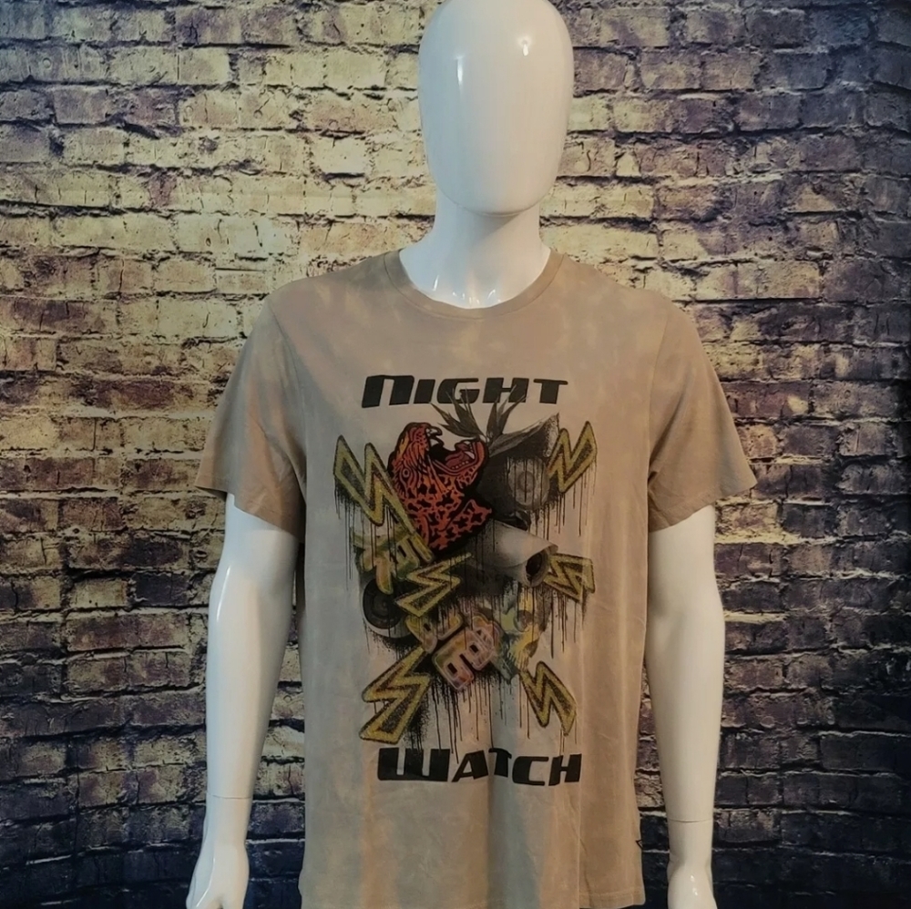 Guess Men's Large Lunar Grey/Multi Color Crew Tee, NWT